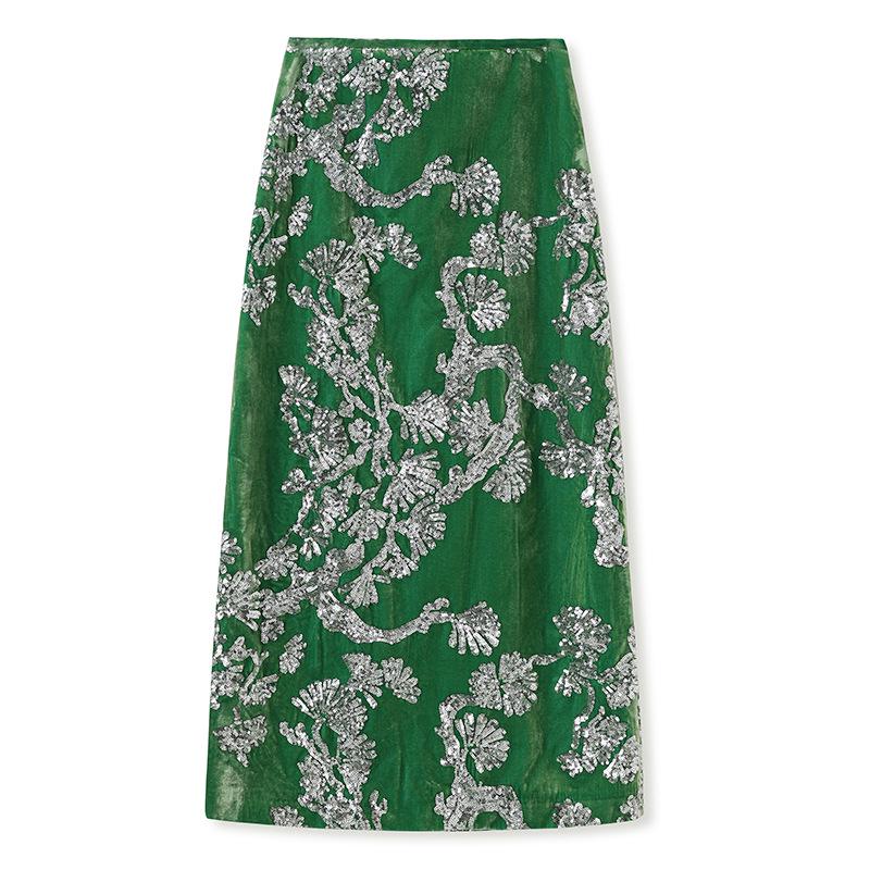 Elegant Embroidered Sleeveless Mulberry Silk Vest & Half Skirt Two-Piece Set (Women, Spring Collection) S