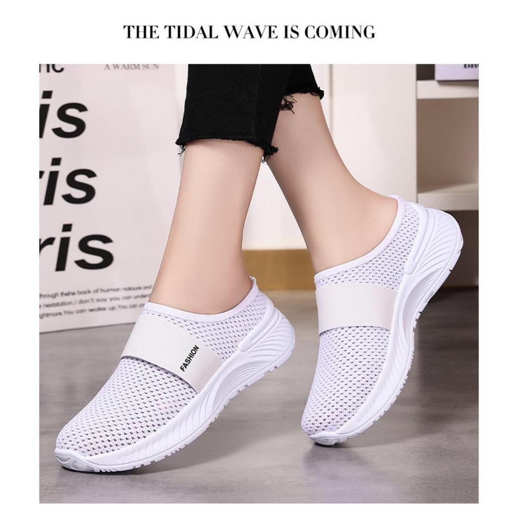 Women's Casual Fly Woven Breathable Flat Slippers with Toe Caps