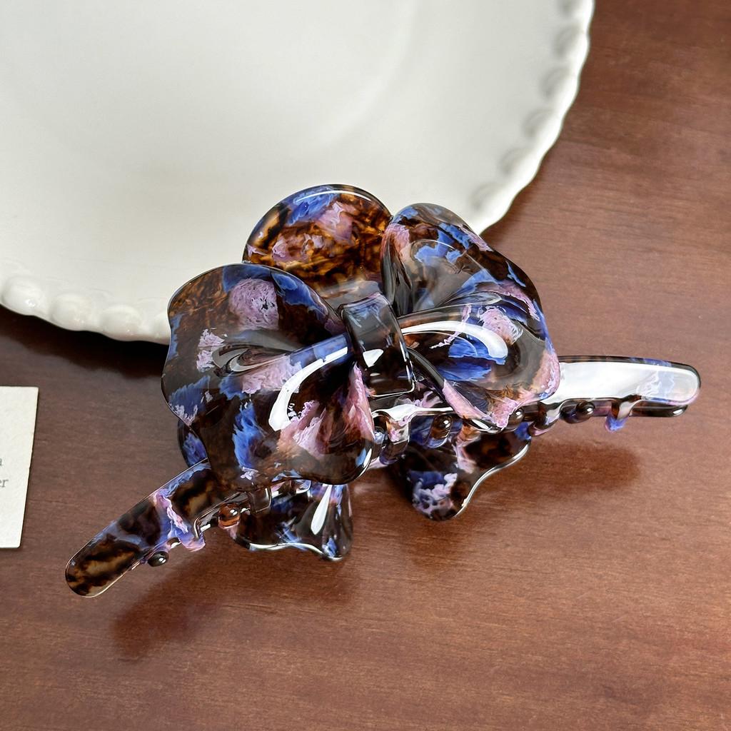 Gorgeous 13cm Acetate Hair Claw Clip In Blue Pink Featuring Fashionable Bow Women For
