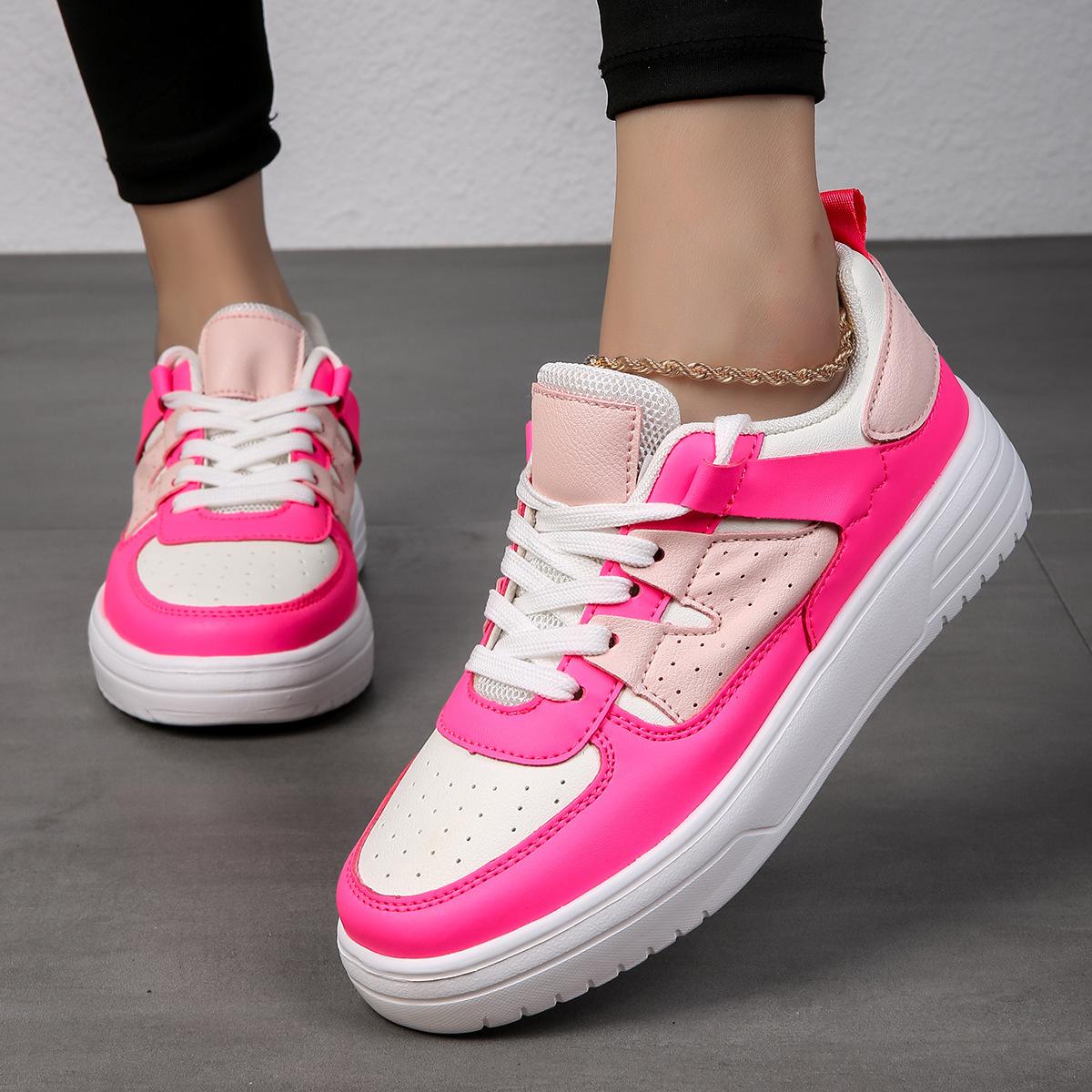 

Spring and Autumn new platform-soled couple shoes breathable bread soft-soled skateboard shoes fashion casual shoes versatile trend little white shoes 45 рожевий червоний колір