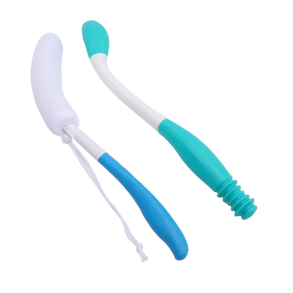 Strumento per pulire il sedere Ausilio per il bagno Pulitore per il sedere Manico curvo antiscivolo Set di spazzole per doccia e bagno