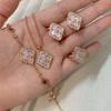 2026 Brushed Craft Bratti Natural Pink Fritillary Three Flowers Bracelet Female Diamond Clover Clavicle Chain
