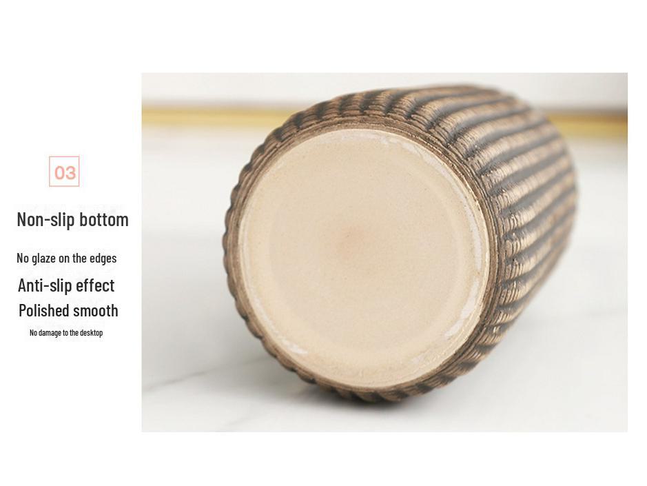 Flacon à lotion en céramique vintage à rayures verticales - Distributeur de gel douche 400 ml pour hôtel ou maison.