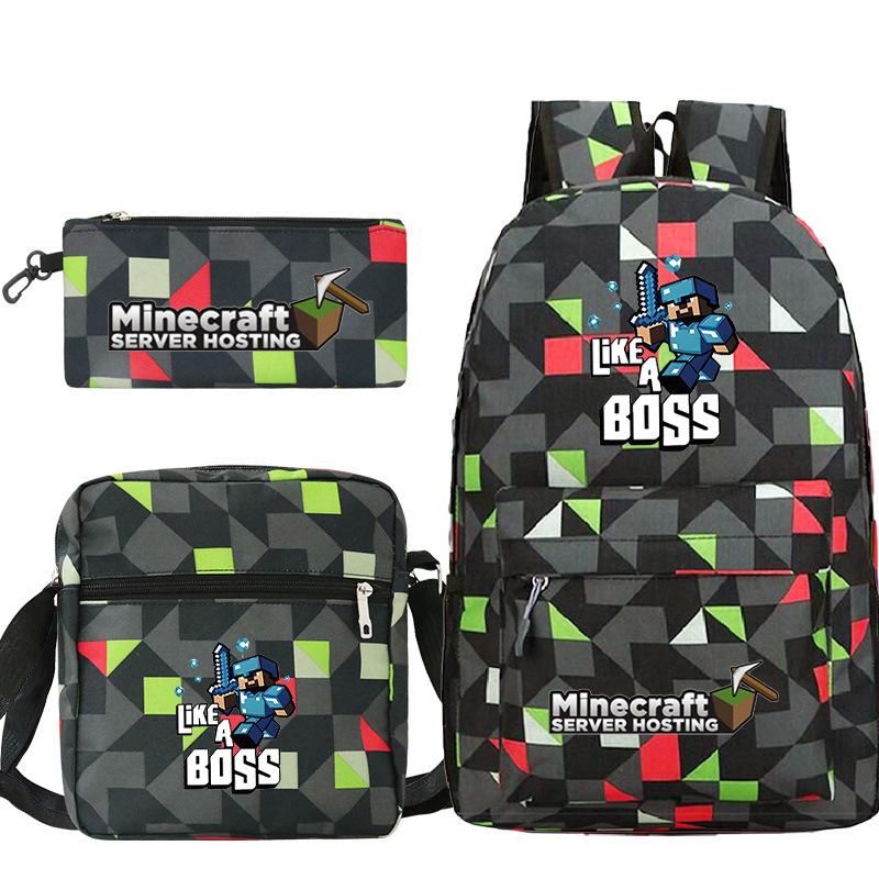 Game Merchandise Print Fashion Children'S Backpack Student Schoolbag Stationery Bag Messenger Bag Three-Piece Set