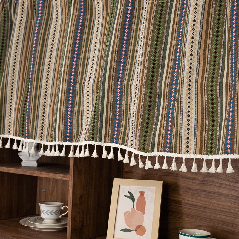 

Country Farmhouse Window Decoration Drapery Curtains Cabinets Laundry Turquoise Bathroom Living Room Vintage Kitchen Half Curtain Height 90cm * Width 60cm