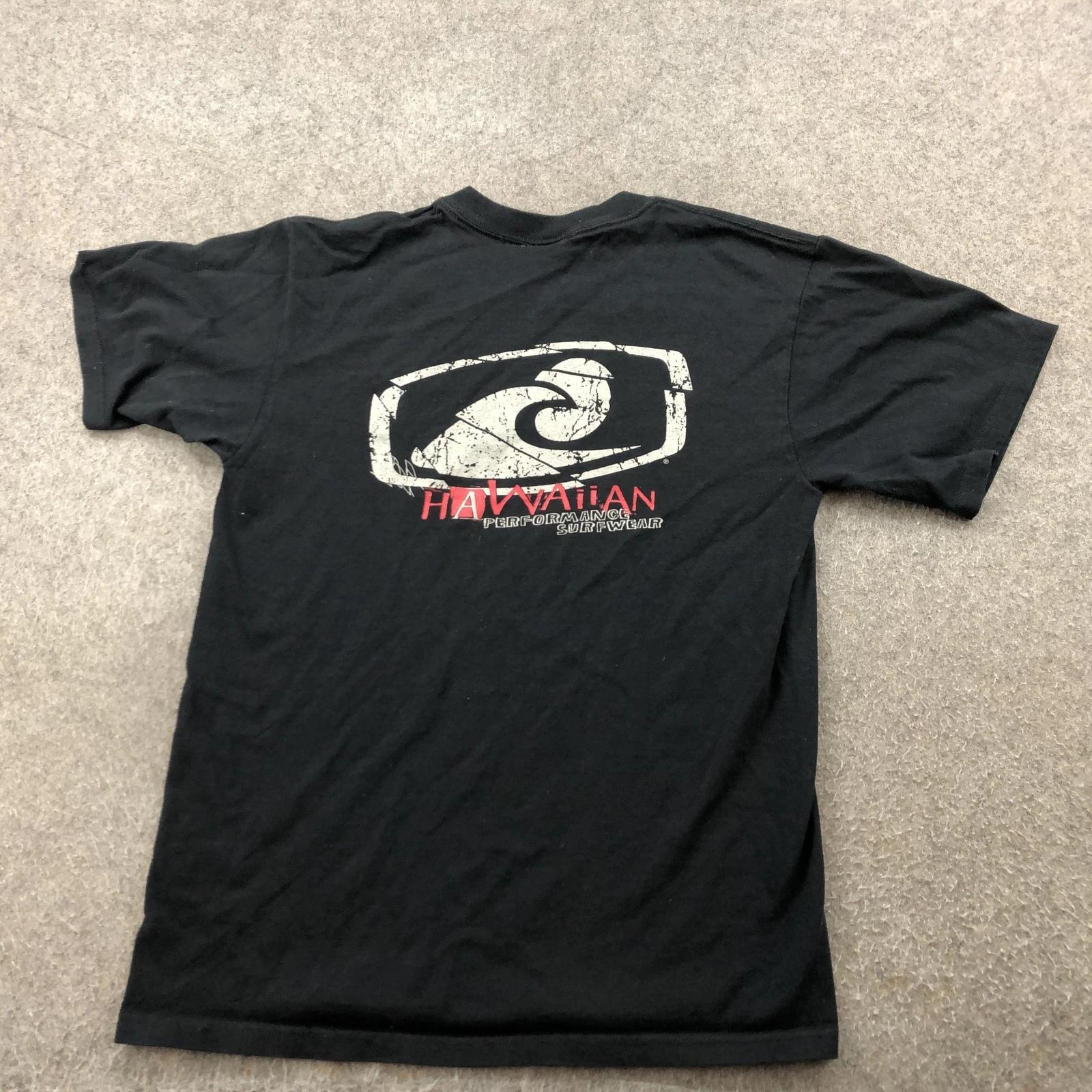 Hawaiian Performance Surfwear Shirt Mens Medium Black Graphic Beach Cotton Surf L