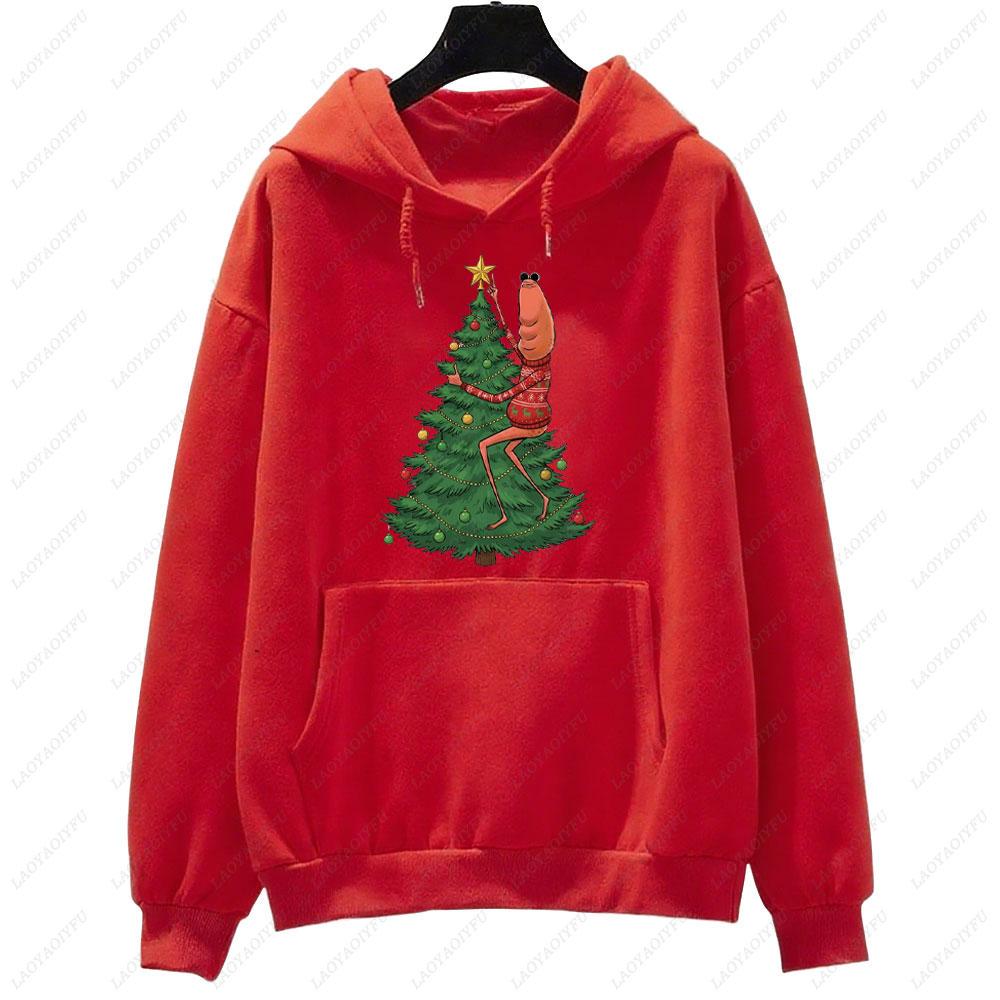 Merry Christmas Marcus The Worm Men Hoodie Meme Long-sleeve Autumn Winter Sweatshirt Marcus The Worm Christmas Costumes