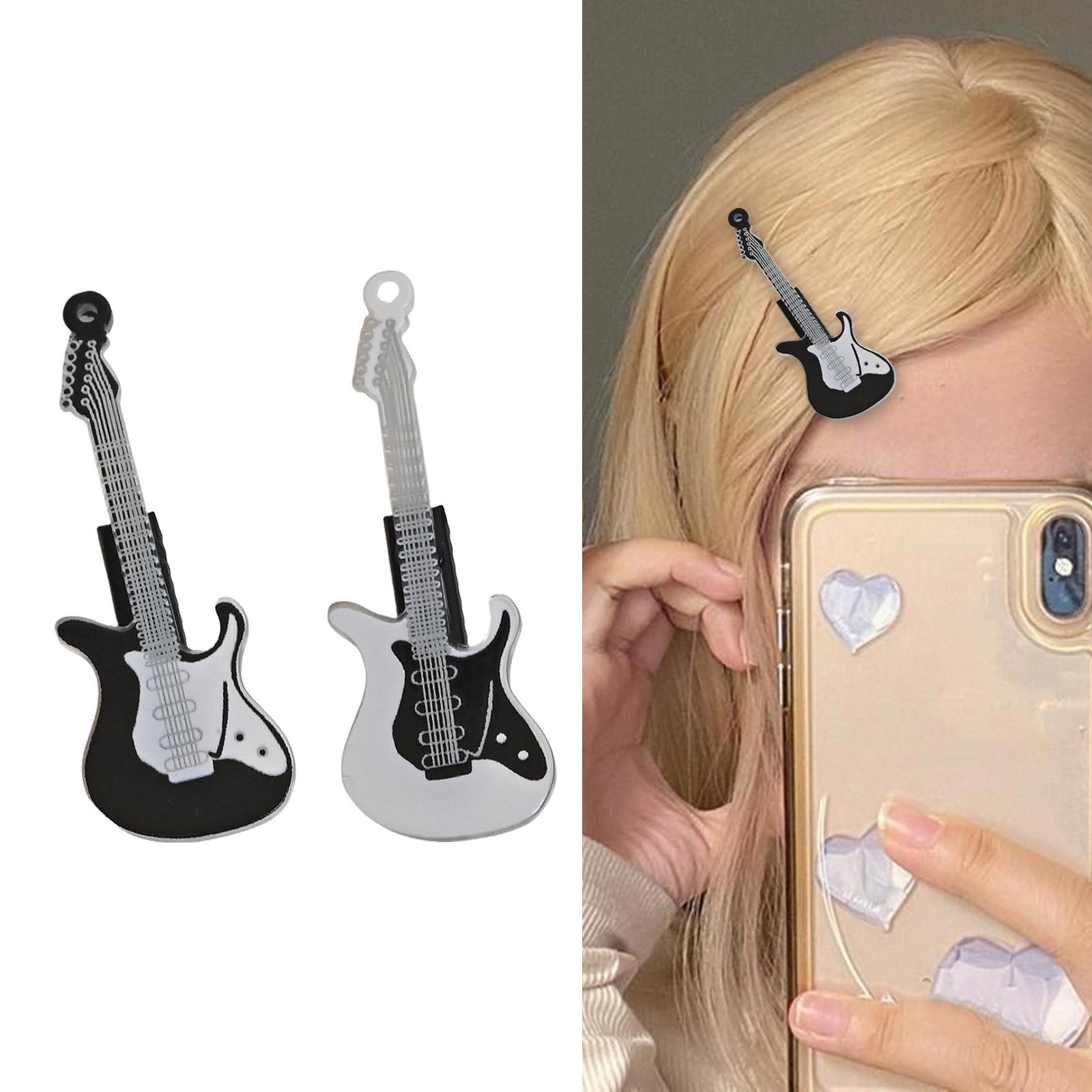 

Bass Guitar Elegant 2000s Side Clip Guitar Hair Clip Bass Creative Novelty Guitar Music Instrument Balletcore чорний