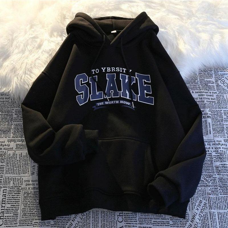 Women Long Sleeve Hooded O Neck Loose Pullovers Female Tops Solid Color Sweatshirts