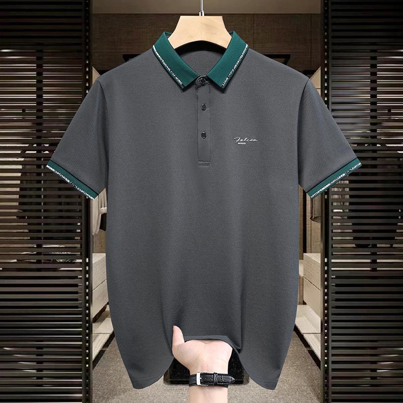 Letní polo tričko s krátkým rukávem pro pánskou módu, business, volný čas, dojíždění, sport, ledový hedvábí, elastické, rychleschnoucí tričko, top