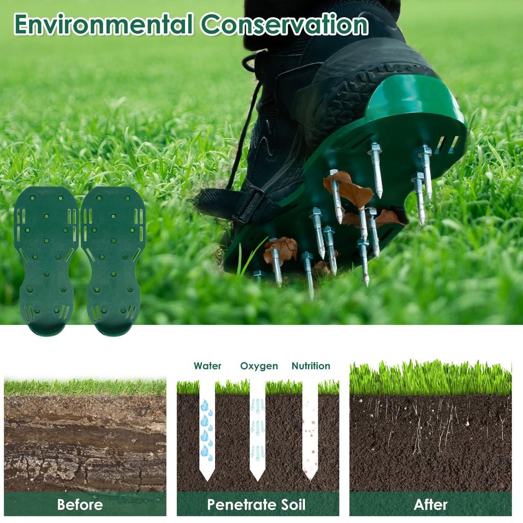 Rasenlüfterschuhe zur effektiven Belüftung des Rasenbodens Verstellbare Spikes-Belüftungssandalen für Hof, Garten, Terrasse, Rasen