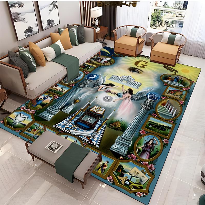 Masonic-Illuminati Carpet for Living Room Bedroom Rug Kitchen Kids Unslip Floor Mat Birthday gift photography props Alfombra Rug
