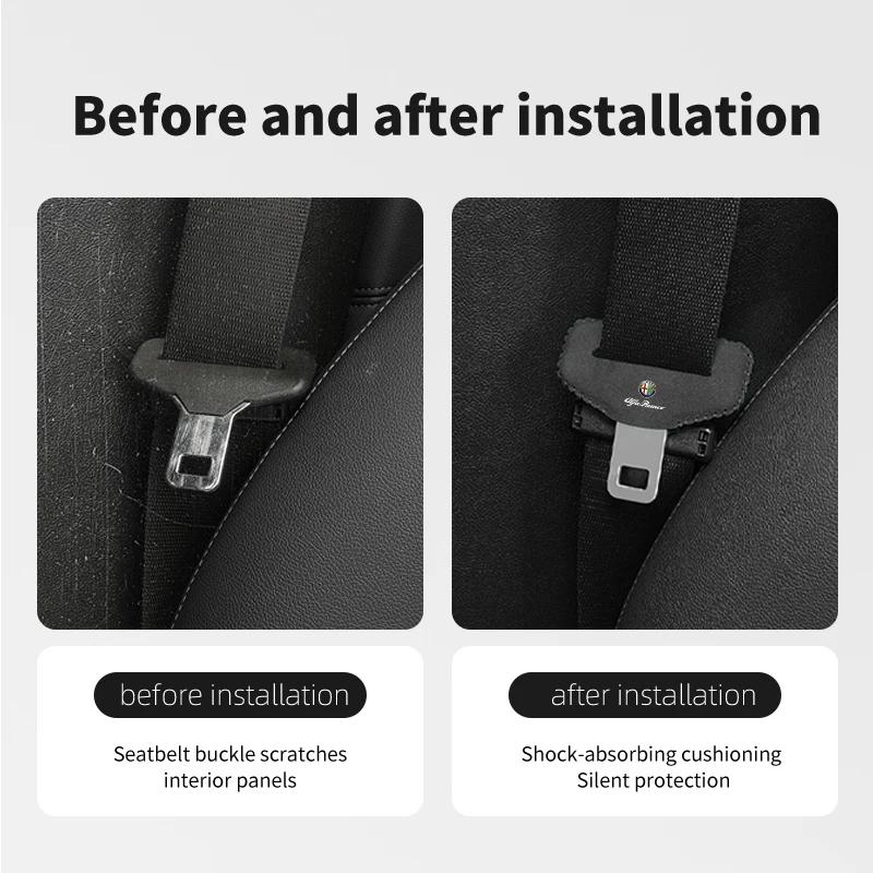 Universal Car Seat Belt Buckle Clip Protector Cover Anti-Scratch For Alfa Romeo GT Stelvio F1 Brera Volante Tonale Gloria Disco