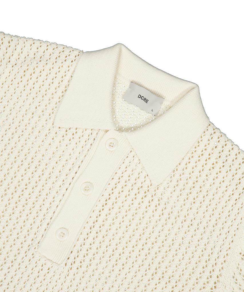 Digeule Rope Short Sleeve Cotton Knit Oatmeal