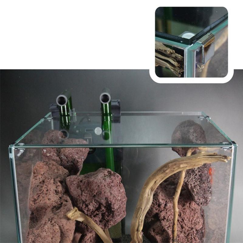 4 stk Rustfritt Stål Akvarium Glass Fisk for Tank Fiksert Dekselklemme Klemmeholder Fisk for Tank Glassdeksel Monteringsbrakett X3UC