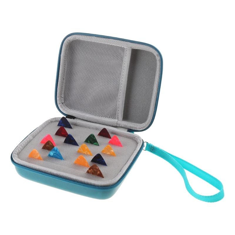 Guitar Pick Holder Case Guitar Accessory Storage Pouch with 15Free Guitar Picks Portable Zipper Guitar Picks Storage Box