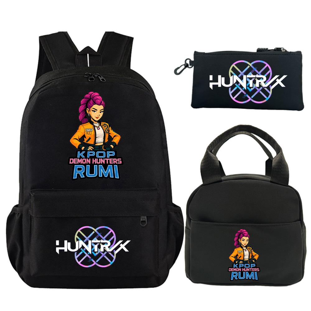 3 st/set Anime Tryckt Ryggsäck med Axelväska Pennfodral för Tonåring Student Pojke Flicka Skolväska Stor Kapacitet Vattentät Bokväska Barnpresent