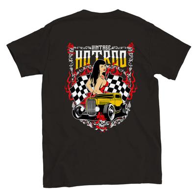 Vintage Hot Rod - Nadruk z tyłu - Klasyczny unisex T-shirt z okrągłym dekoltem Unisex T-shirt
