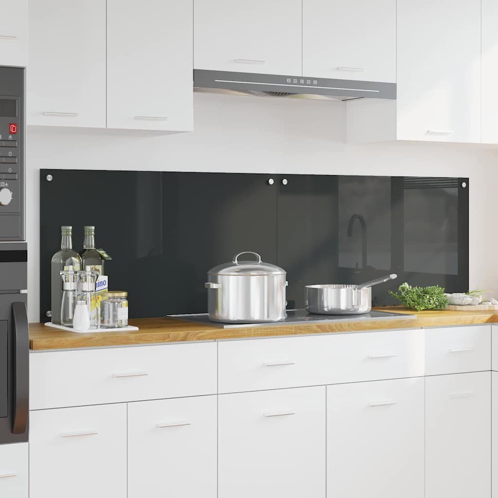 Kitchen Backsplash 2 pcs Dark Gray 90 x 50 cm Tempered Glass