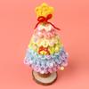 Hand Knit Christmas Tree Ornament 23cm Tall Acrylic Yarn Handmade Desktop Decoration with Wooden Base for Holiday Party Gift