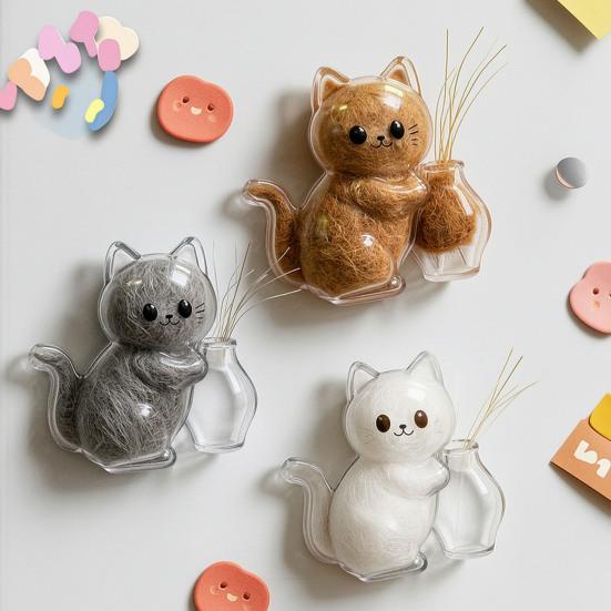 Cat Hair Capsule Transparent Cat Whisker Holder Vase Fridge Magnet Cat Hair Jar Keepsake for Cat Owners Refrigerator Decor