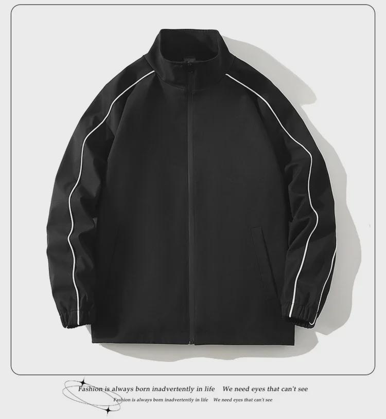 Men's Trendy Waterproof Stand Collar Jacket - Versatile Two-Piece Casual Sports Suit for Spring & Autumn, Teen/Adult, Unisex.