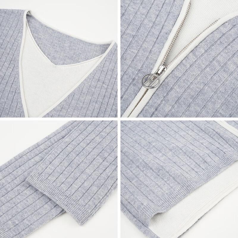 Haier Mans Women's V-Neck Faux Two-Piece Wool Pullover