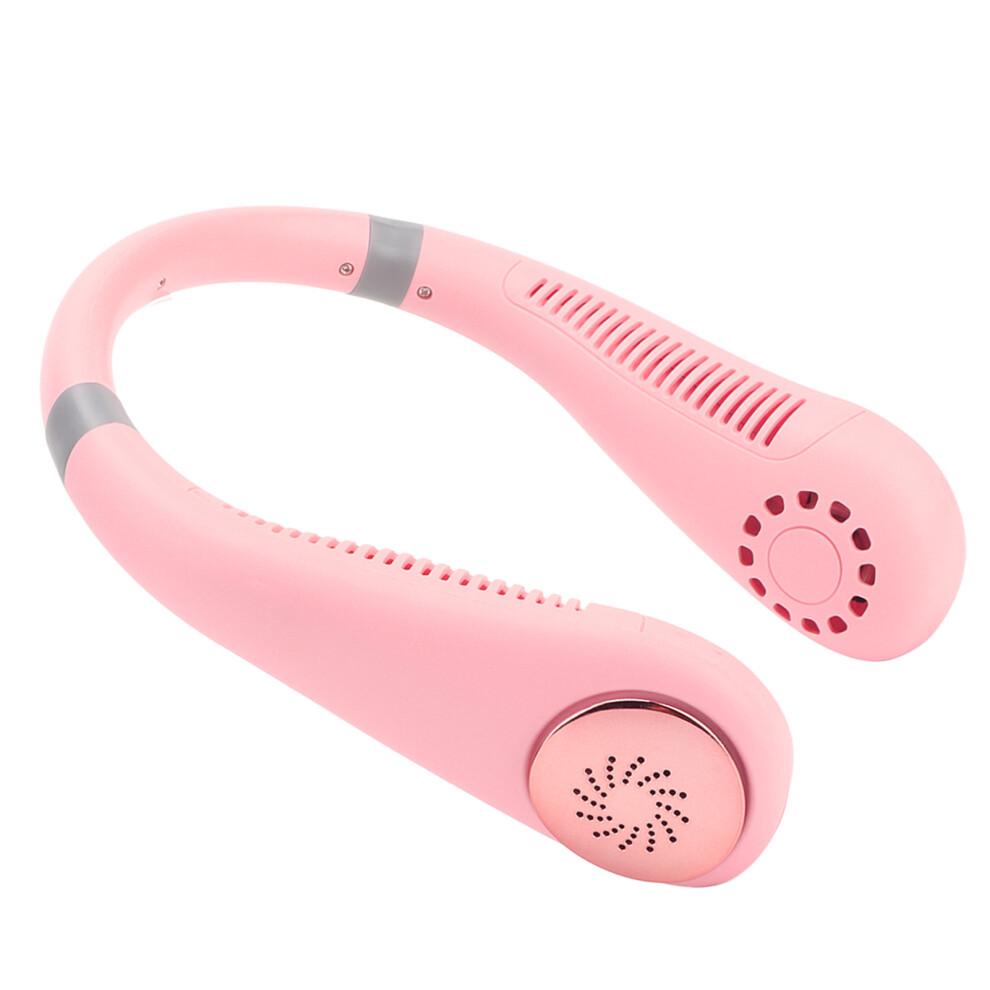 Silent & Portable Bladeless Neck Fan, Rechargeable & Efficient, for Men & Women, Perfect for Hot Weather Activities (Pink)