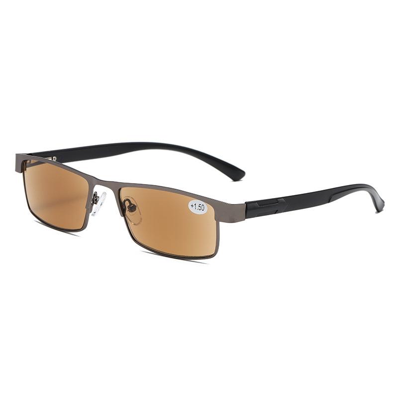 Men's Retro Square Frame Reading Glasses Neutral Fashion Luxury High Definition Tea Color Lens Eyeglasses New Presbyopia Glasses
