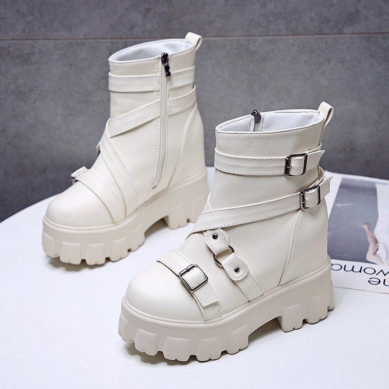 Spring, Autumn and Winter New Versatile Thick-soled Women's Belt Buckle Personalized Short Boots Martin Boots Women