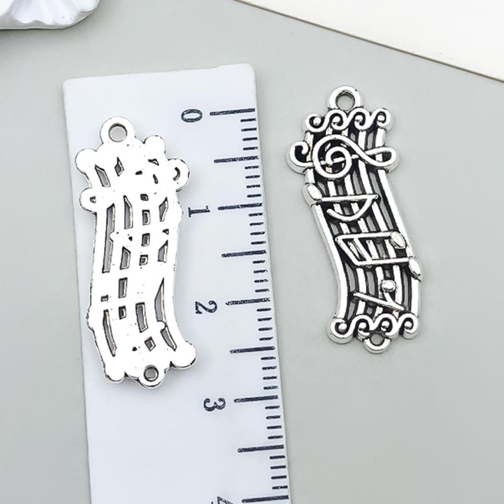 Starožitný stříbrný slitinový přívěsek ve tvaru noty na kytaru pro DIY šperky