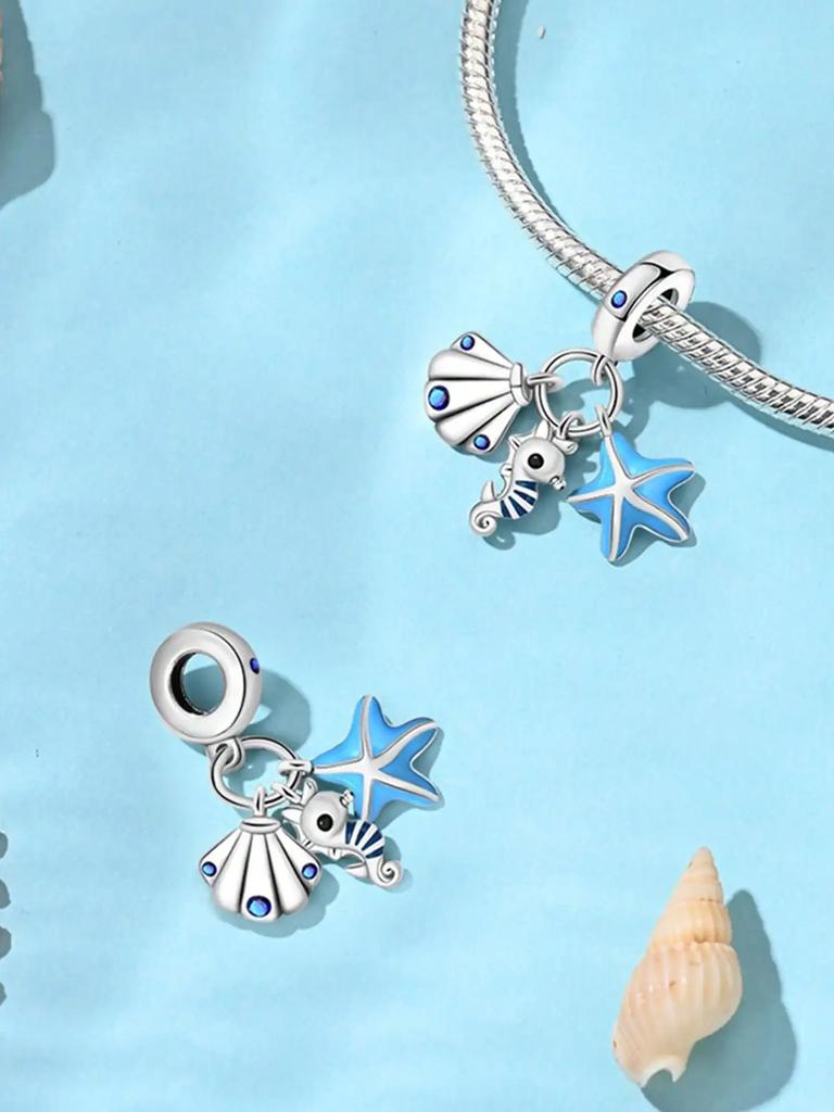 Charms Plata Copper Colors Ocean Octopus Turtle Starfish Beads Pendant For Original Bracelet For Women Diy Jewelry Love Gift
