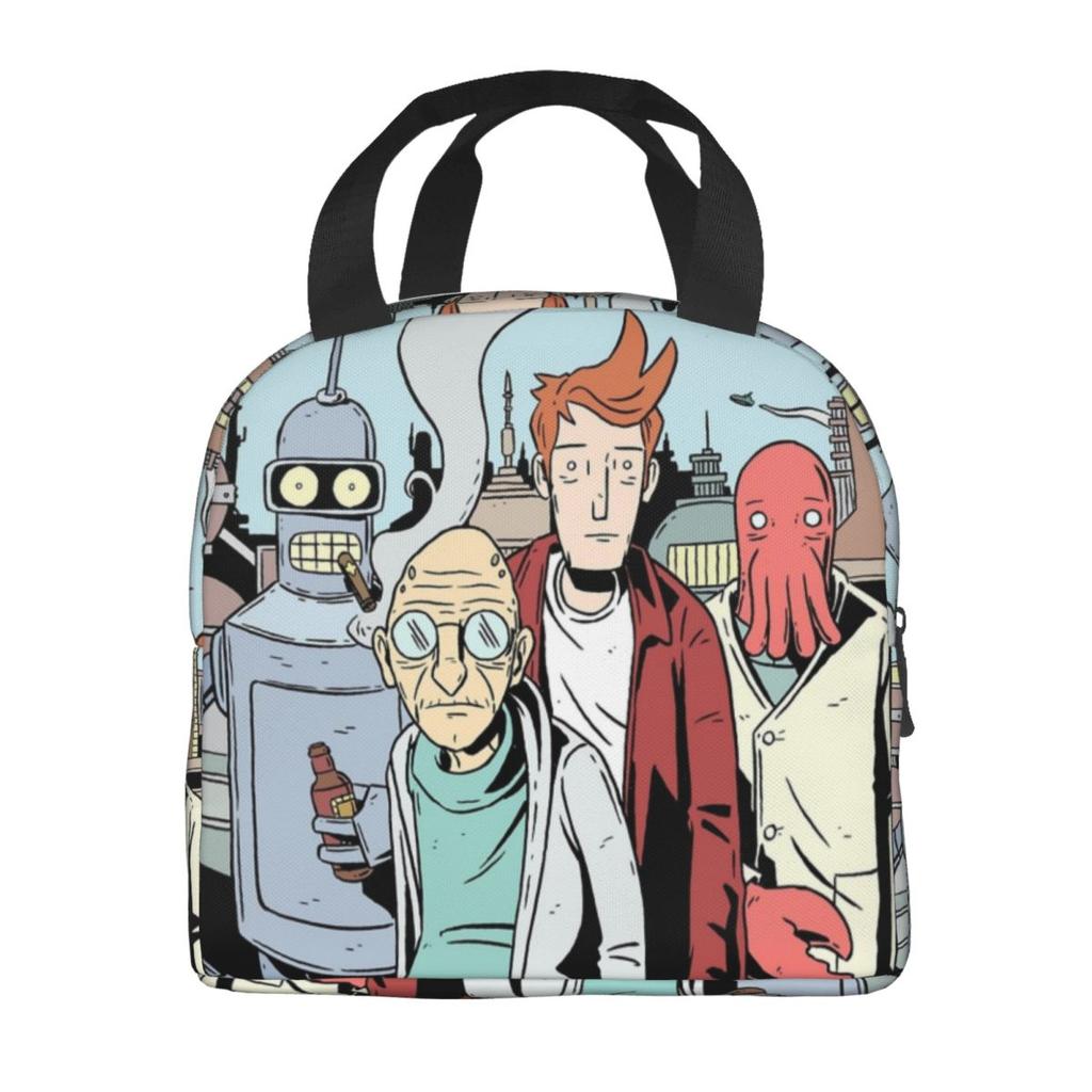 Futuramas Cartoon Comic Product Insulated Lunch Bag For School Food Storage Bag Leakproof Cooler Thermal Lunch Boxes
