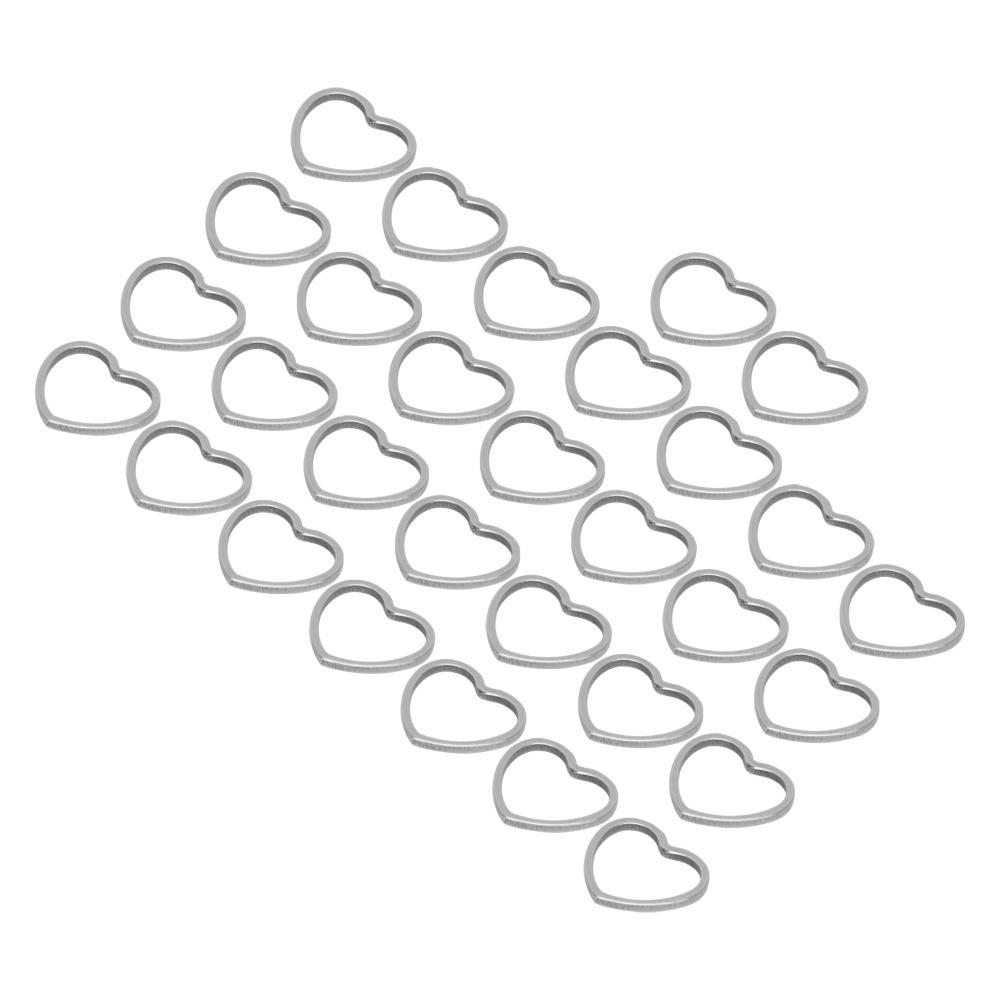 30pcs Stainless Steel Stainless Steel Pendants Hollow Frame Small Linking Ring Charms Silver 14mm Size
