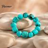 Trendiger Handschmuck für Damen Perlenarmband Herren, Blaue Simulationssteine Einzigartige Tintenstruktur Perlen Acrylperlen Armbänder, Elastisches Stretch Klobig Nicht