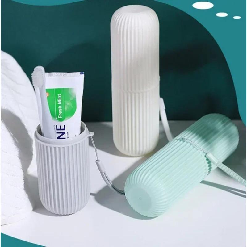 New Simple Vertical Stripe Wash Cup Portable Toothbrush and Toothpaste Storage Box Home Bathroom Accessory Mouthwash Cup Storage
