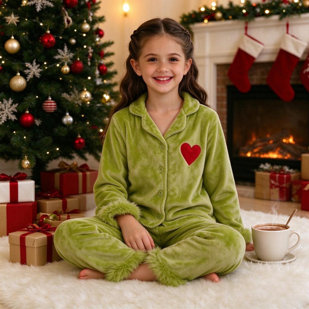 Christmas Parent-Child Matching Pajamas Mother and Son Loungewear Long Sleeve One-Piece Sleepwear