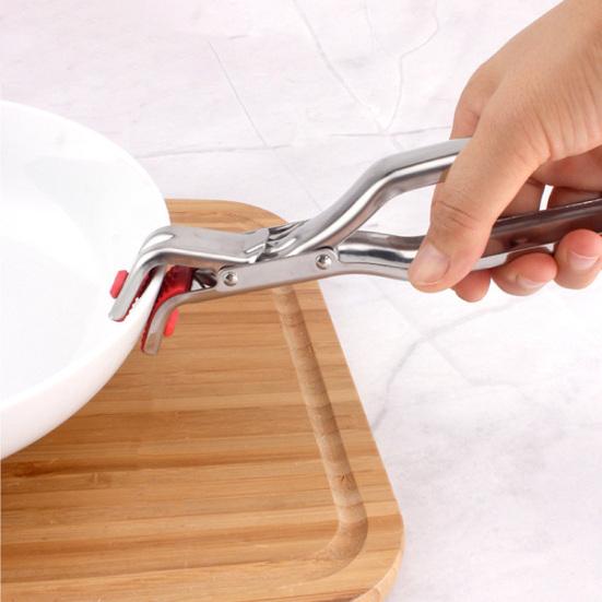 Anti-Scald Dish Clip Stainless Steel Bowl Clip Hot Pan Gripper Tongs Heat Resistant Kitchen Utensil for Bowls Pans Dishes