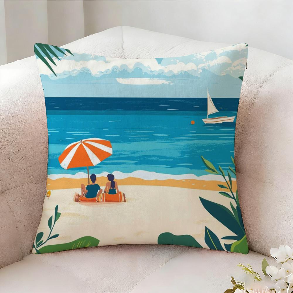Charming Seaside Retreat Pillow Case Pillowcase, Double-sided Printed, Sofa Cushion, Bedroom Headboard Pillow