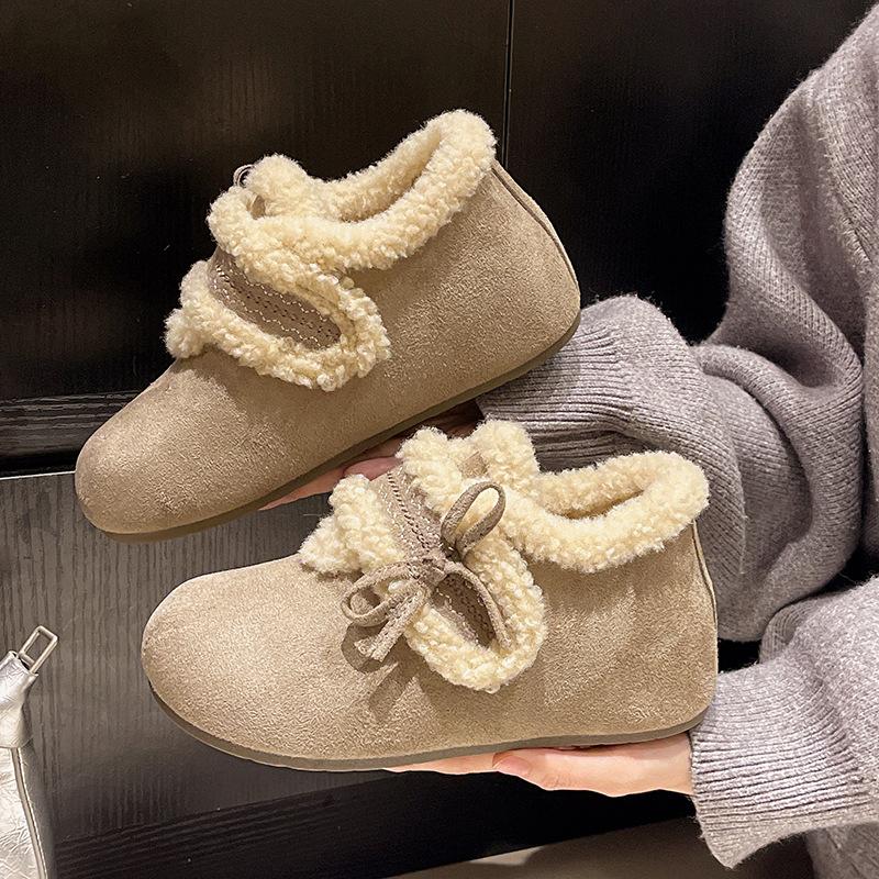 Women's Fur One Thick Bottom Heightening Winter Lightweight Padded Warm Snow Boots Non-slip Wear Casual Sneakers Cotton Boots