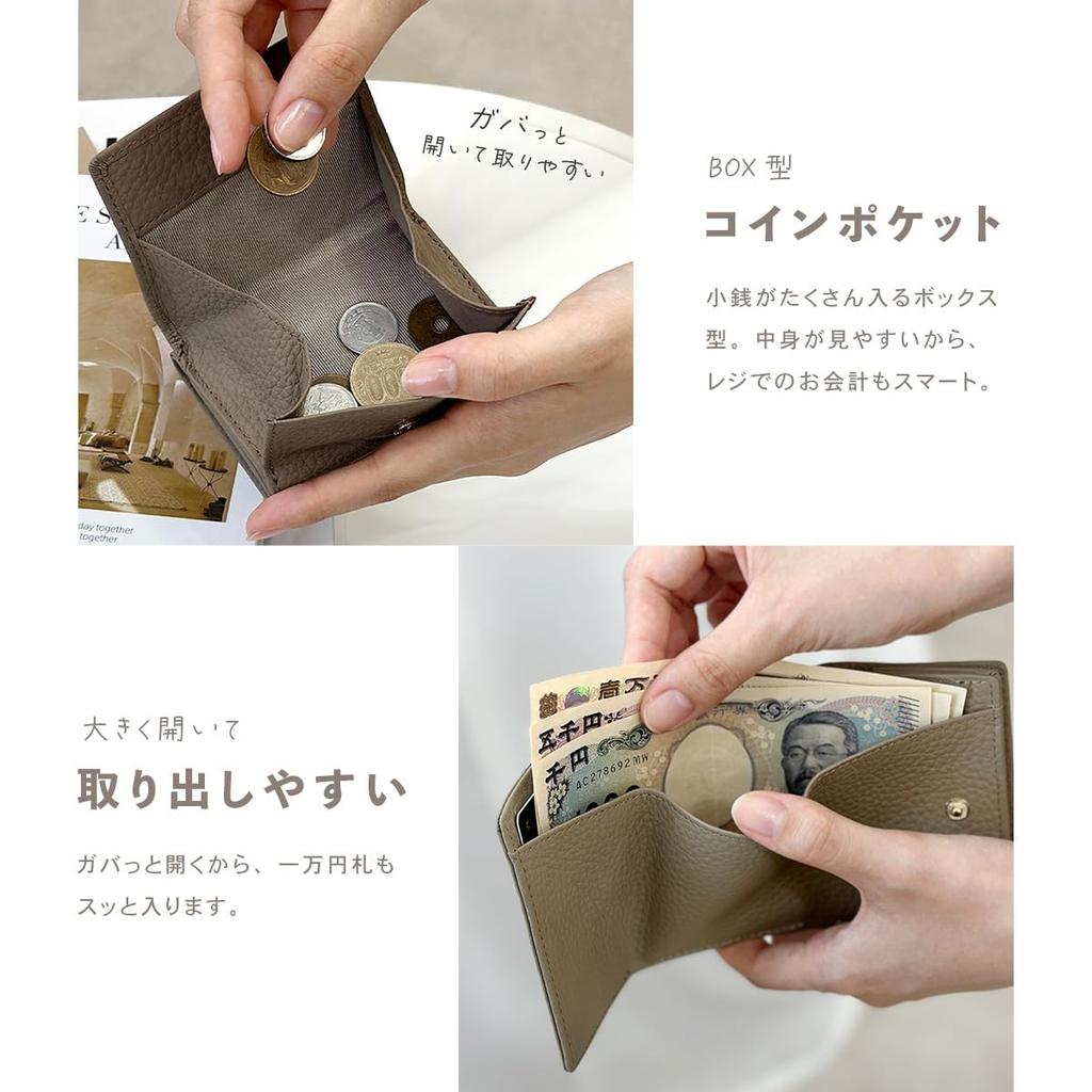 Echtes Leder Mini-Portemonnaie, Kleine Münzbörse, Kompaktes Dreifach-Portemonnaie, Kein Scheinfach, Münzfach, Skimming-Schutz, Damen (Altrosa)