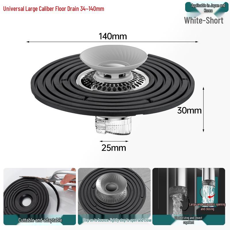 Odor-Proof All-Copper Floor Drain with Anti-Backflow Sealing Cover for Bathrooms