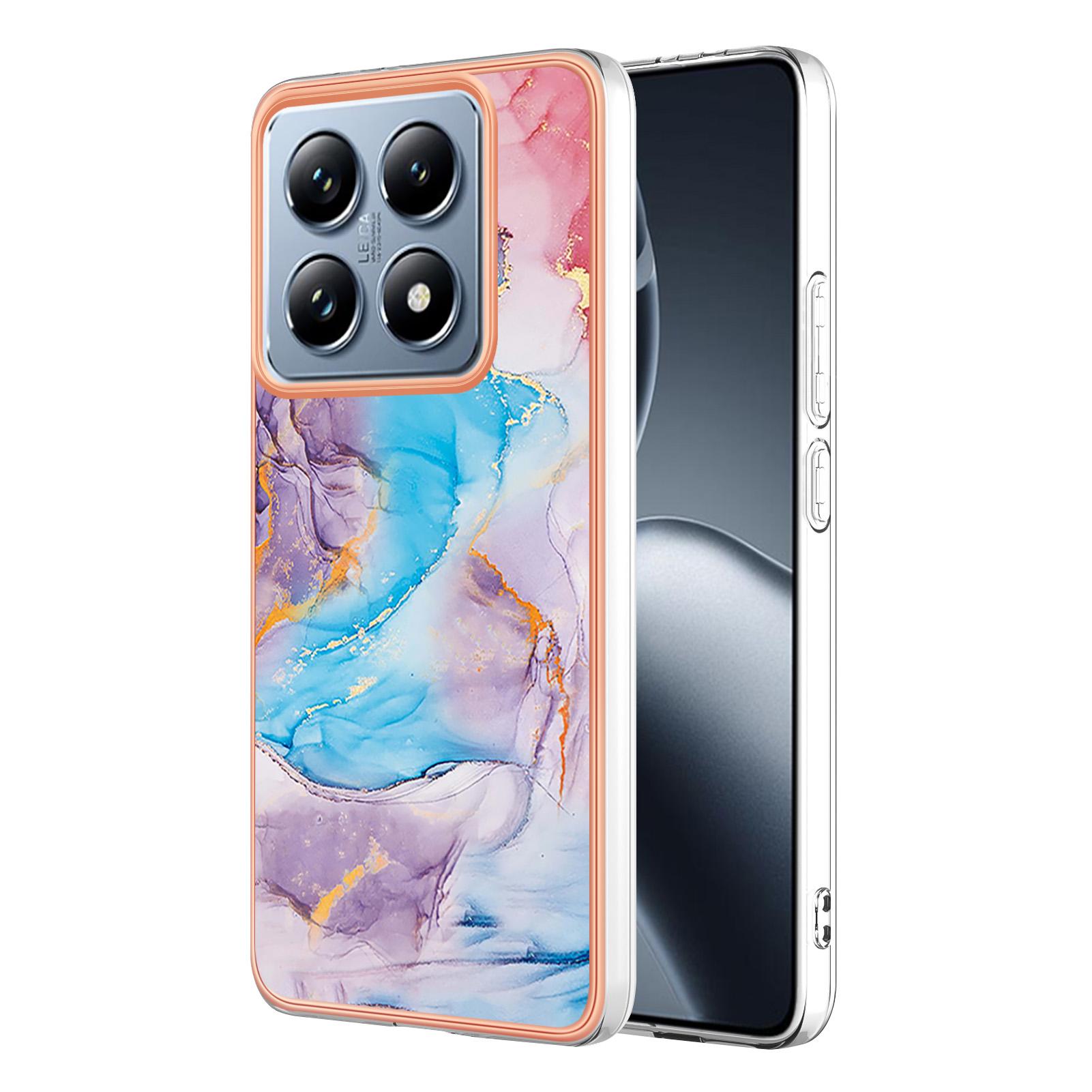 

For Xiaomi 14T Pro Case with IMD Marble Flower Pattern TPU Mobile Back Cover D