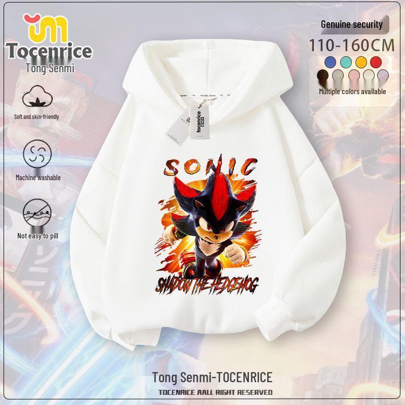 Sonic the Hedgehog Fleece-Lined Kids Hoodie - Trendy Spring/Autumn Jacket for Boys & Girls