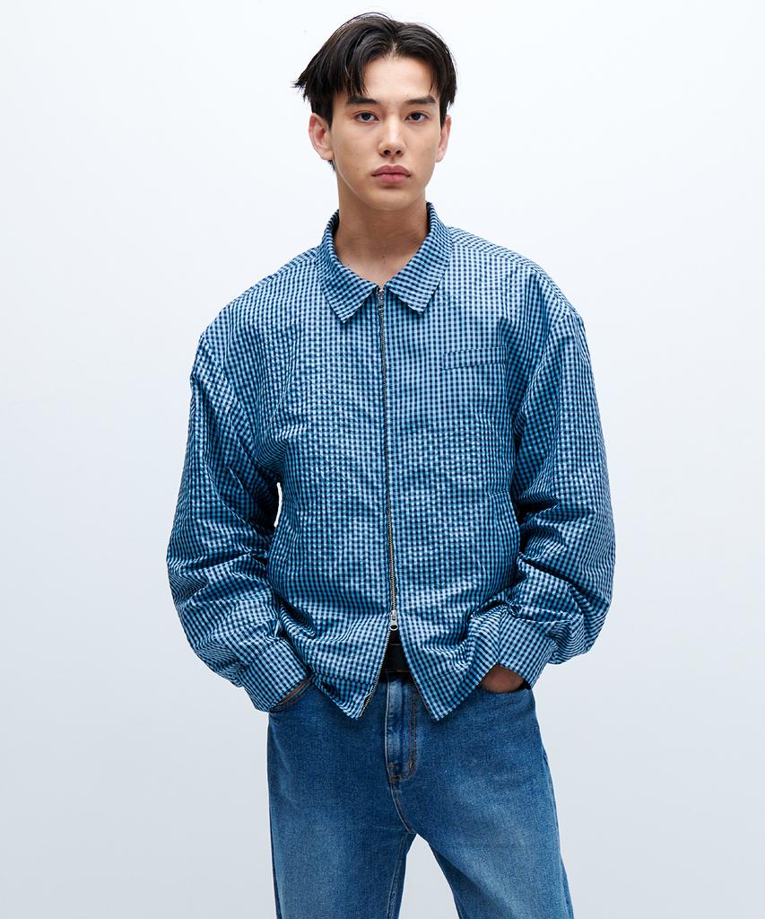 Anytime Loreak Ella Check Blouson-Blue