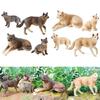 4Pcs Realistic Wolf Figures Jungle Animal Model Toy Decors Early Educational Toy