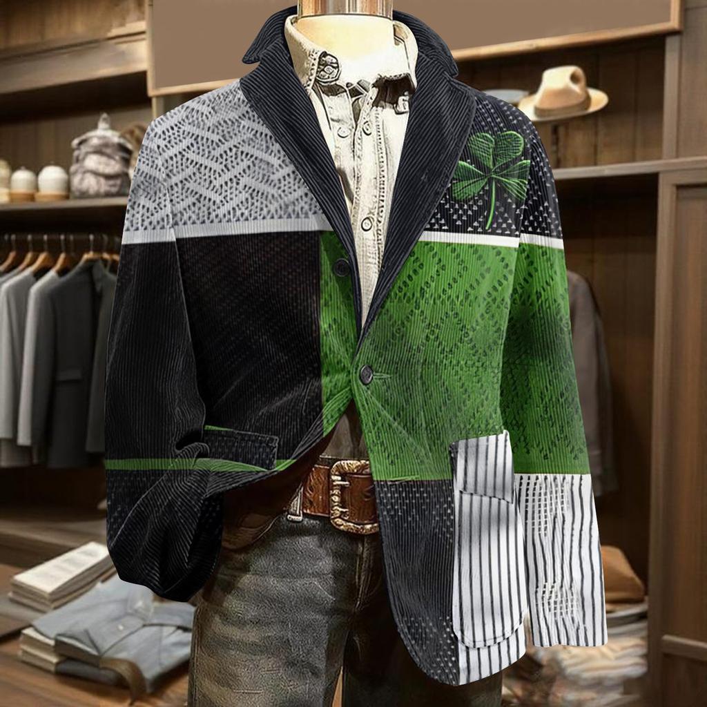 Herren Druck Kord Warm Taschen Anzugjacke Cardigan Herren Freizeitanzug