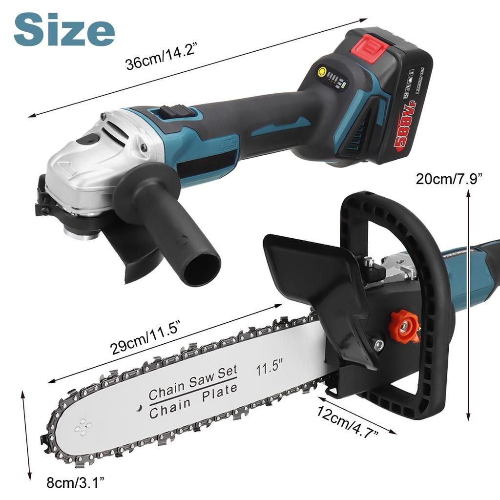 2 In 1 3 Gears Cordless Angle Grinder Electric Chainsaw Brushless 588VF 11.5 inch Power Tool for  18v battery