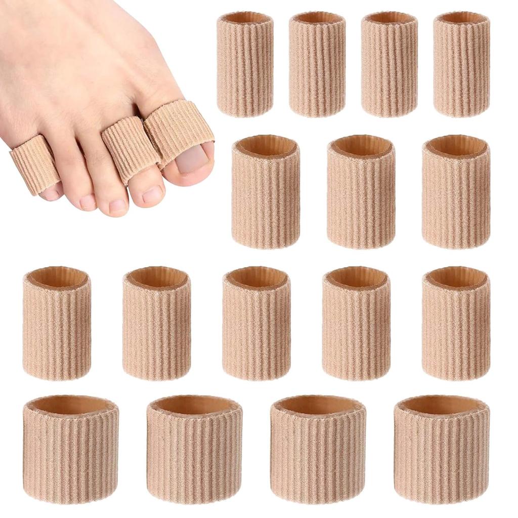 Cybersnc 16 Pieces Toe Tubes 1.18 Inches Cushion Tube Corn Pads for Toes Sleeves Soft Gel Protectors for Cushions Corns Blisters Calluses 3 Size (La