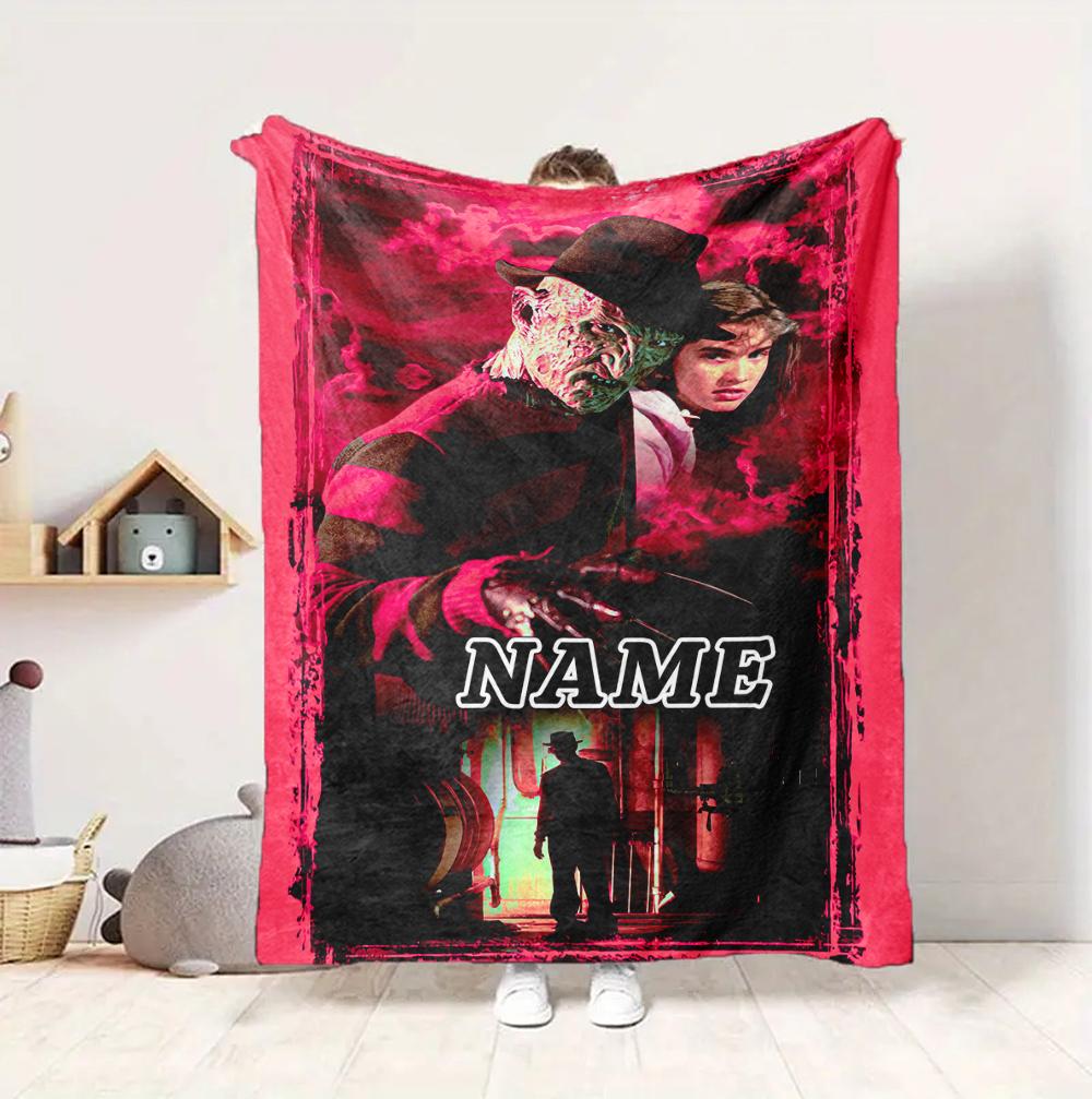 Custom Name Nightmare House Flannel Blanket Throw Blanket Soft Warm Sofa Bed home Decor Unique Gift